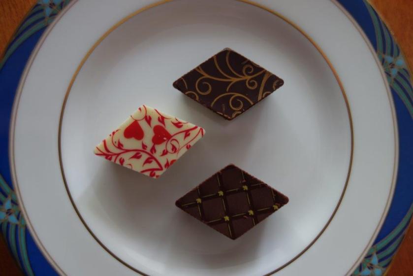 Clockwise from top:  Jean Luc (as in Picard from Star Trek - Earl Grey Tea flavour), Winston (scotch), and White Chocolate Strawberry